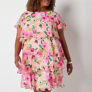 Jessica Howard Tiered Floral Dress 3X NWT